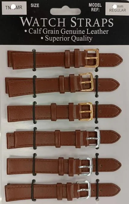 TNMR Tan calf regular watch straps card of 6