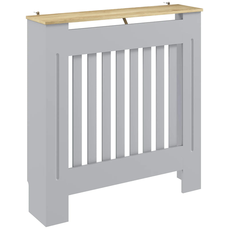 HOMCOM Heater Cover, Radiator Cover Slatted Painted MDF Lined Grill Grey, 78W x 19D x 81H cm