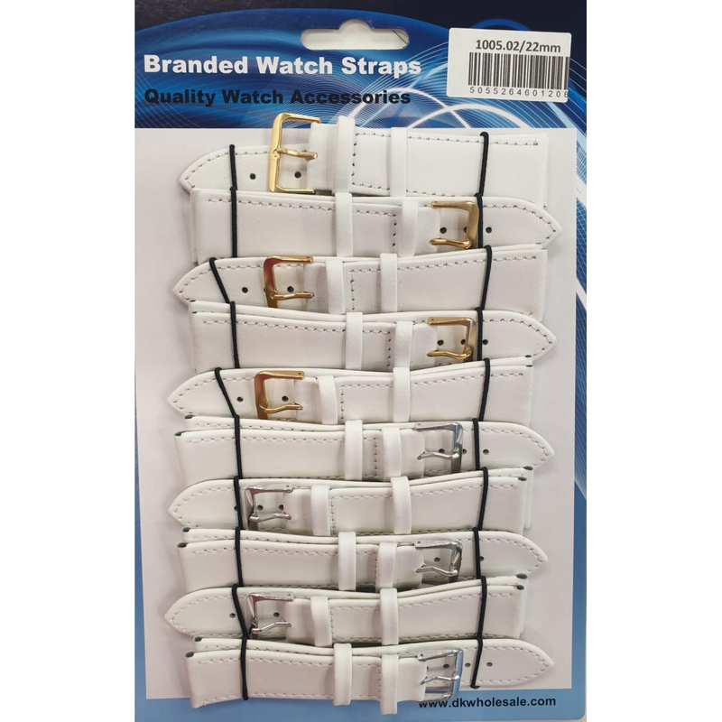 Leather White Watch Straps Pk10 size 22mm 1005.02