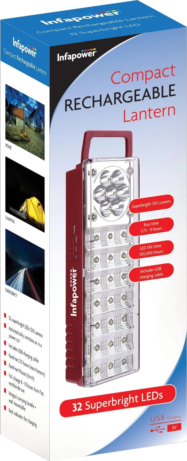 Infapower 32 Led Large Rechargeable Lantern With Usb Charging Worldwide Use