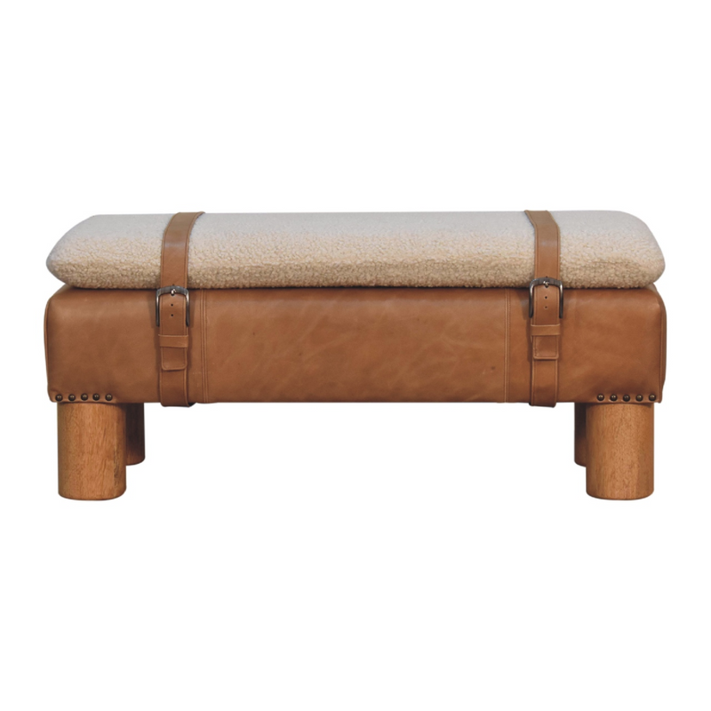 Artisan Furniture Solid Wood Strapped Cyclinder Bench