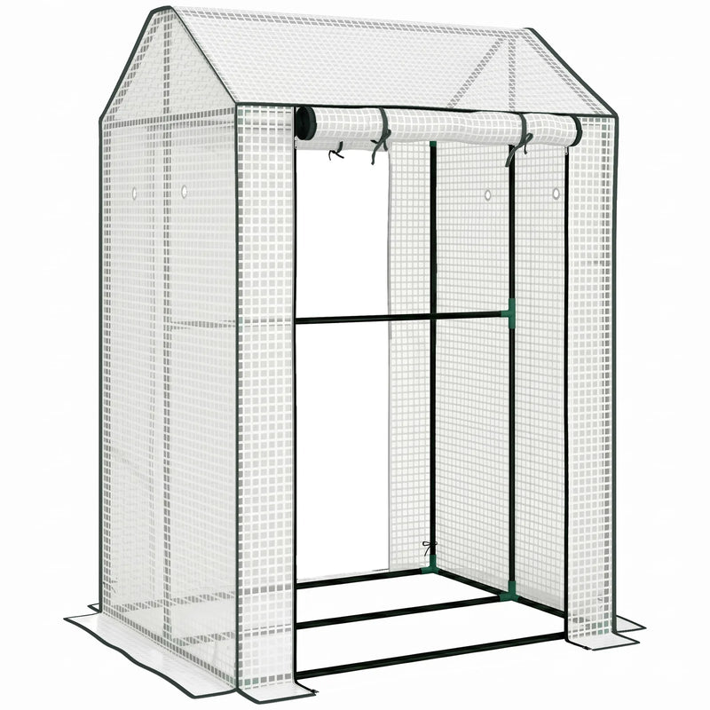 Outsunny Green House, Mini Greenhouse with 2 Roll-up Doors, Vent Holes and Reinforced Cover, 100 x 80 x 150cm