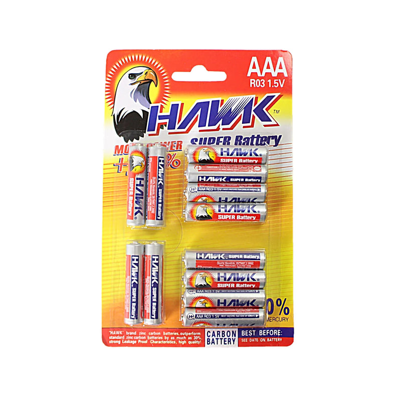 12 Pack Hawk Super Battery Aaa 1.5V Carbon Battery