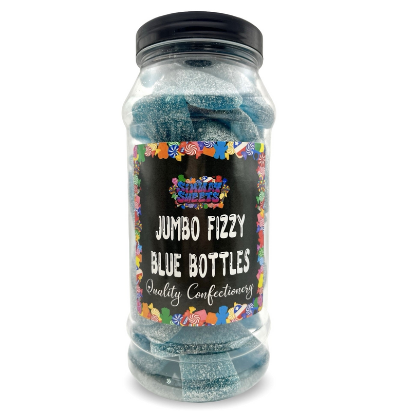Giant Fizzy Blue Bottles Retro Sour Gummy Sweets Gift Jar - 680g