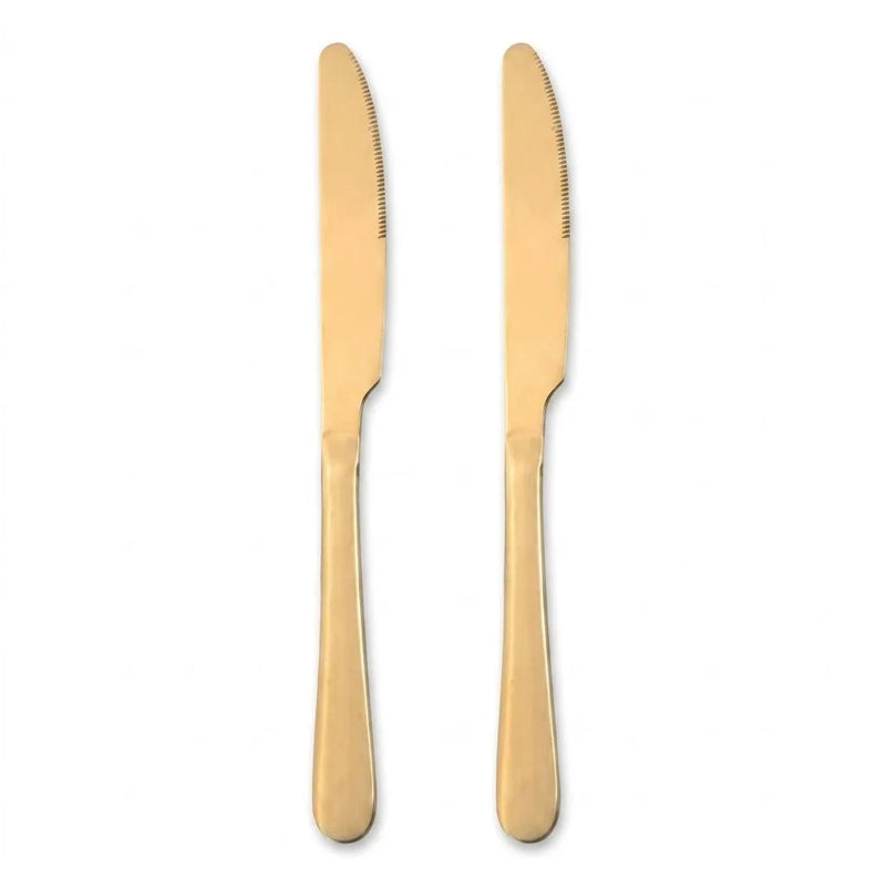 Gold Coloured Metal Butter Knife Pack Of 2