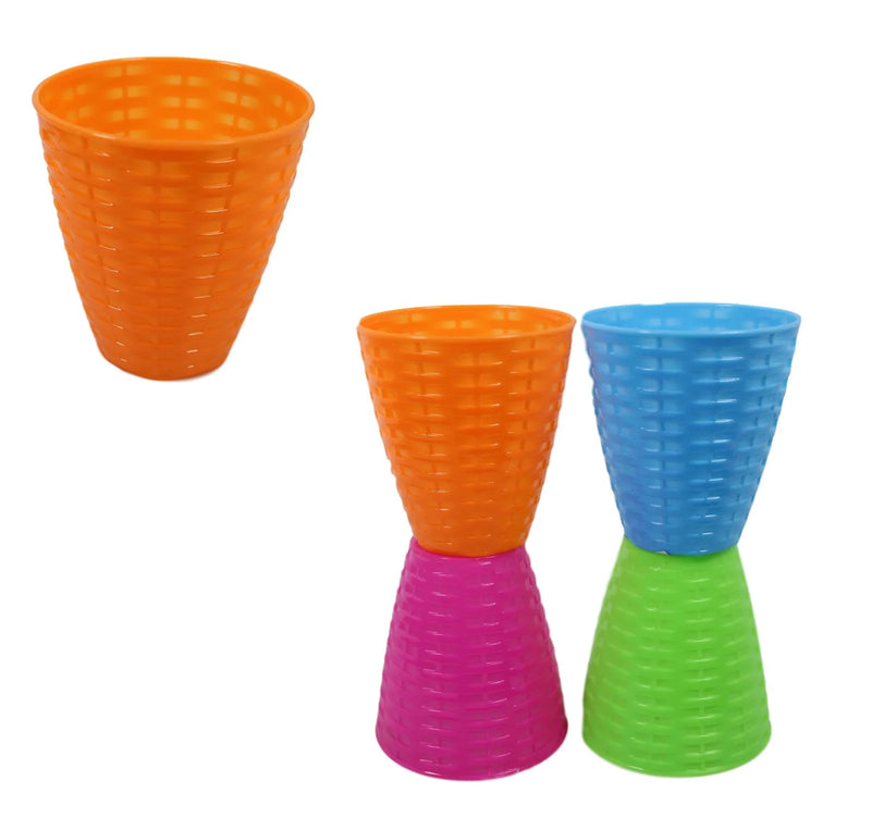 Plastic Rattan Style Party Cups Pack Of 4 Assorted Colours