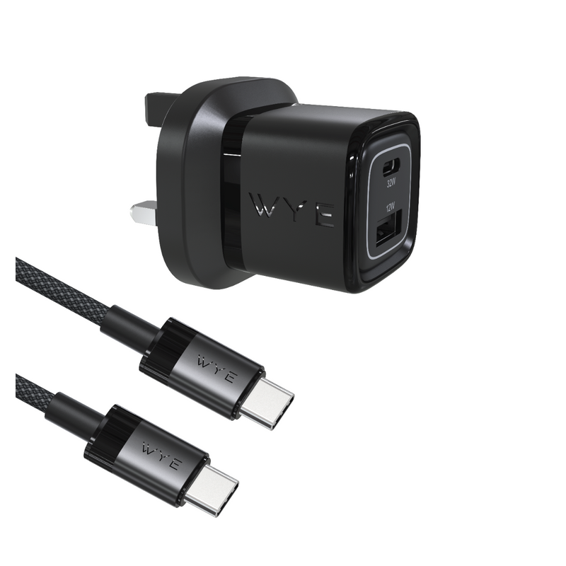 WYEFLUX 25W Single USB-C Charging Kit with USB-C to USB-C Cable (Gan III)