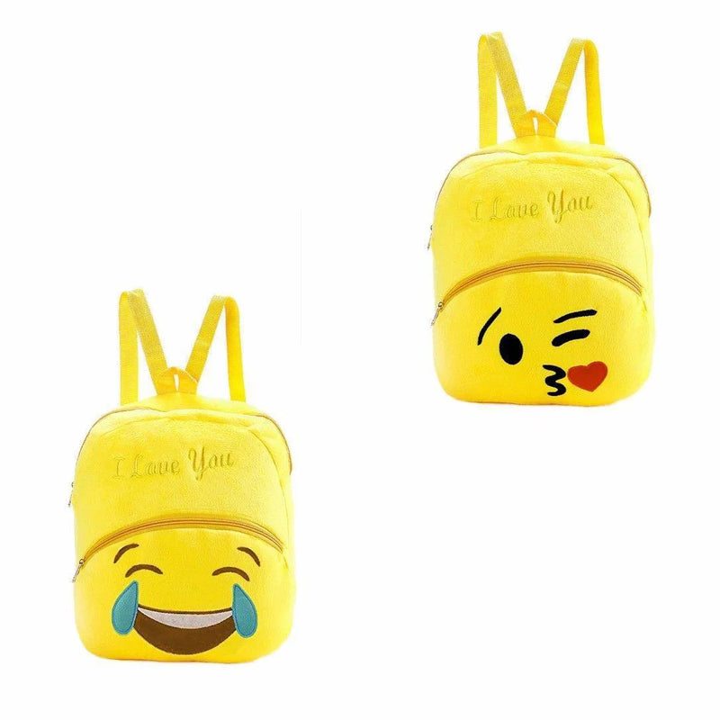 Children'S Fuzzy Yellow Emoji Style Backpack Assorted Designs
