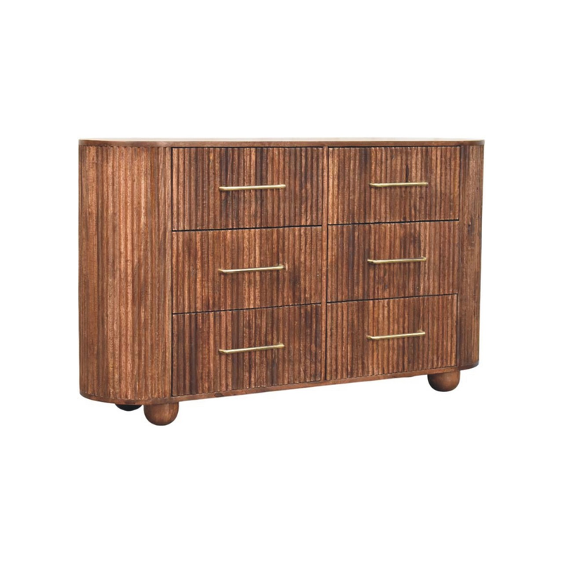 Artisan Furniture Solid Wood Ridgefront Chest - Roasted Almond, 6 Drawers, Brown