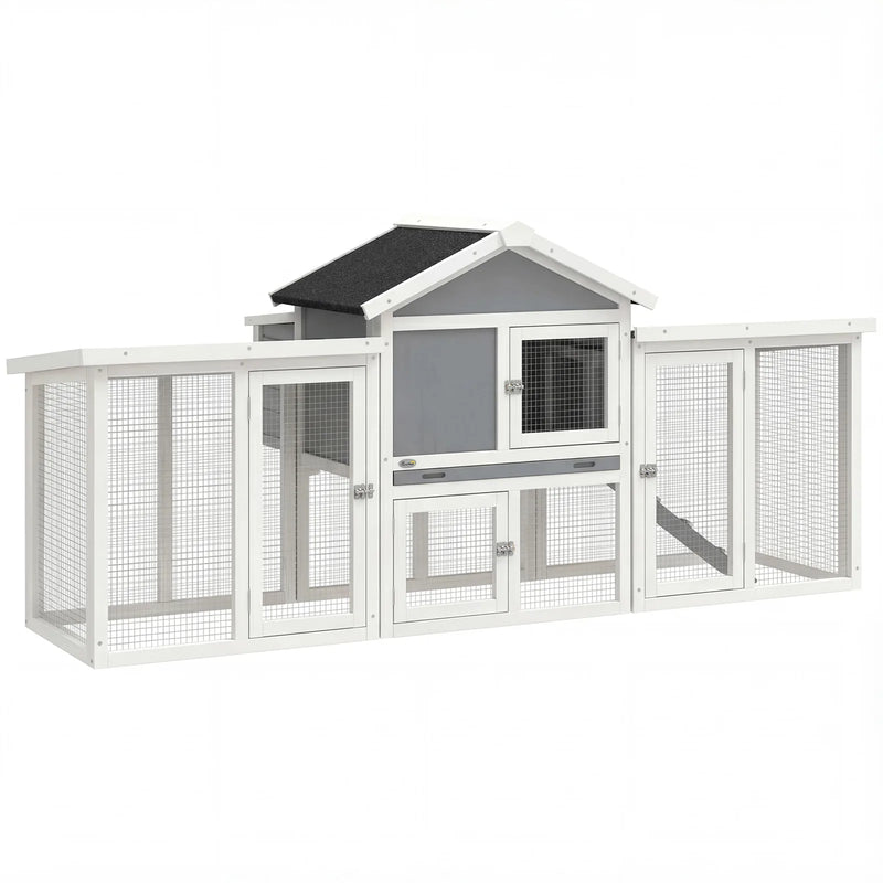 PawHut Large Chicken Coop, Wooden Outdoor Chicken Cage Poultry Hen House with Nesting Box