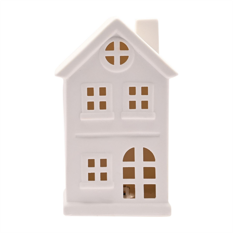 White Ceramic LED House Ornament