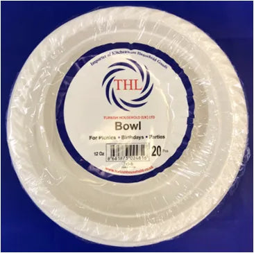 12Oz Disposable White Plastic Soup Bowls Pack Of 20