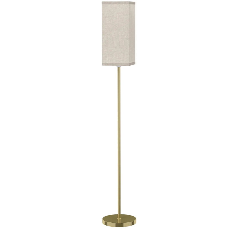 HOMCOM Floor Lamp, Modern Standing Lamp with Linen Shade and Foot Switch, Tall Lamps for Bedroom, Bulb not Included, Gold Tone
