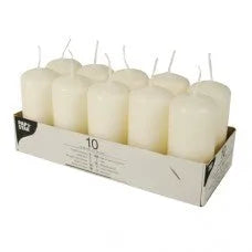 Pillar Candles 9cm Pack Of 10 - Cream