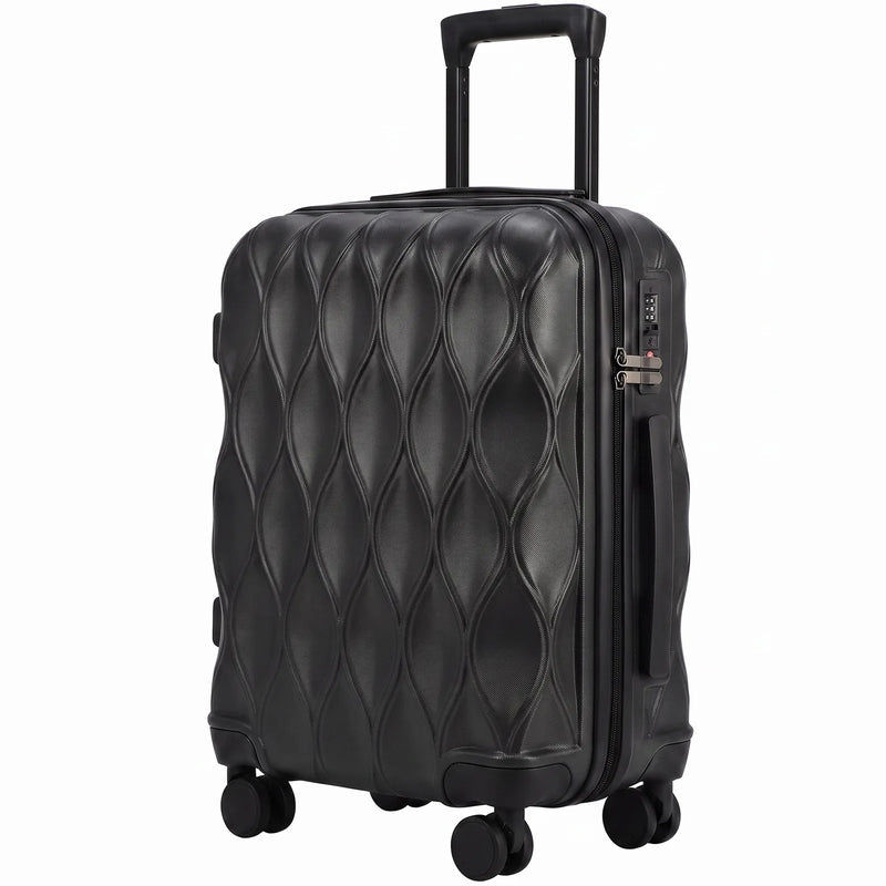 HOMCOM 20Inch Suitcase, ABS Hard Shell Carry On Luggage with TSA Lock, Spinner Wheels, Telescopic Handle, Black