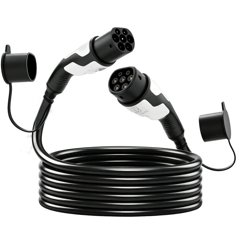 HOMCOM Type 2 EV Charging Cable, 22kW, 32A, Mode 3, 3-Phase, 10m Type 2 to Type 2 EV Extension Cable for EVs, PHEVs