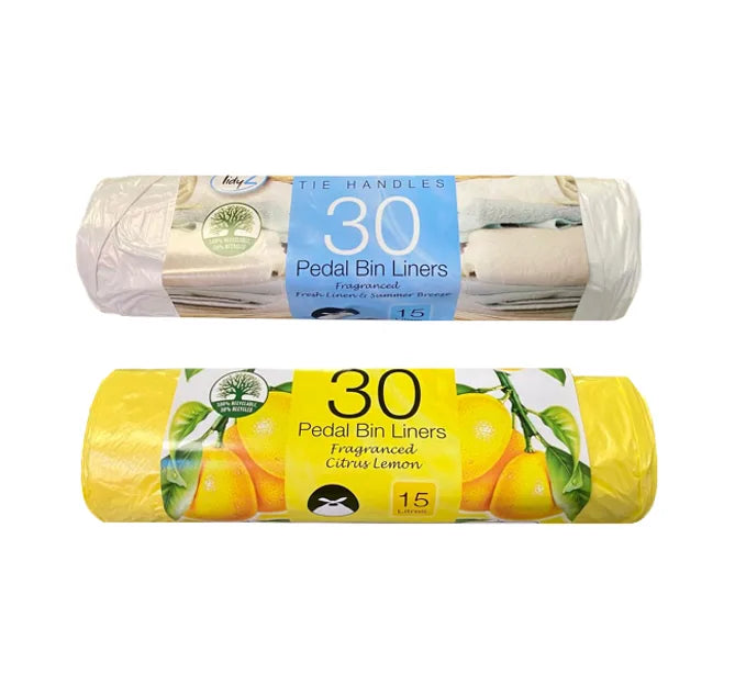 Fragranced Pedal Bin Liners With Tie Handles 15L Roll Of 30 Assorted Scents