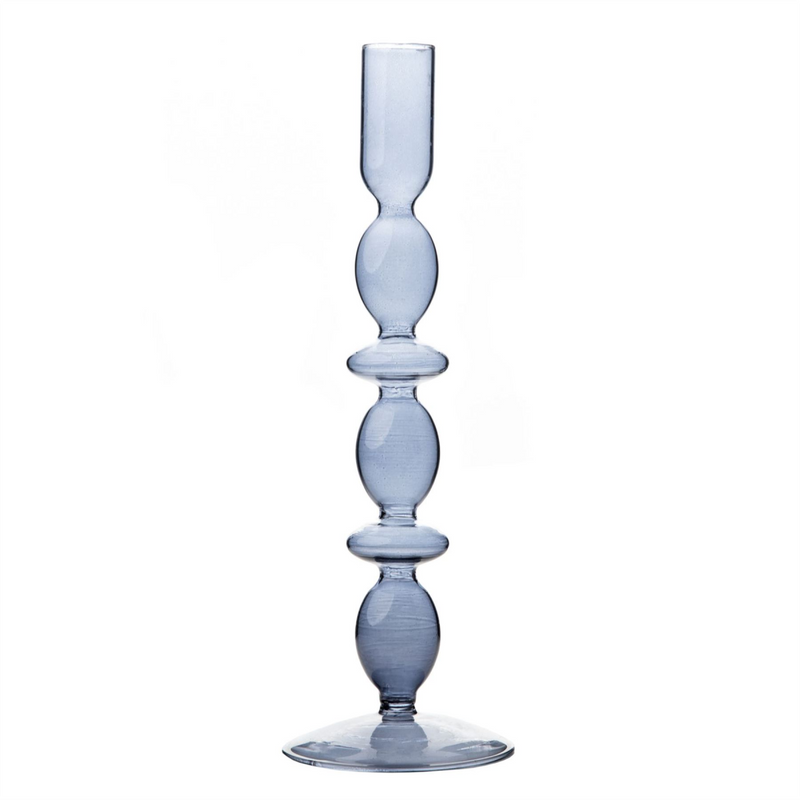 Hestia Glass Candle Holder Grey 26.5 x 9cm