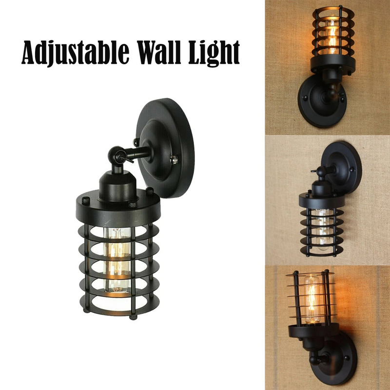 Modern Metal Cage Adjustable Wall Sconce Loft Lamp Shade~2339