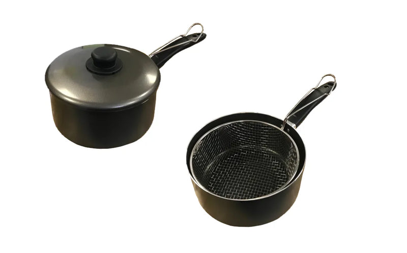 Chips Pan With Frying Basket 9" Black