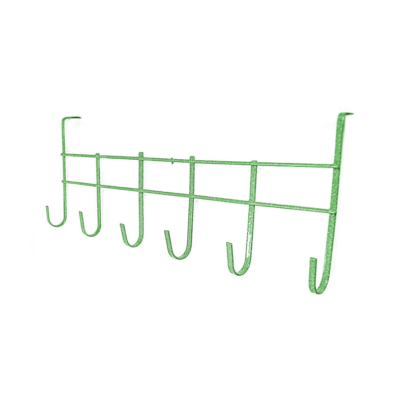 Metal Door Hanging Rack Storage 6 Hooks Assorted Colours