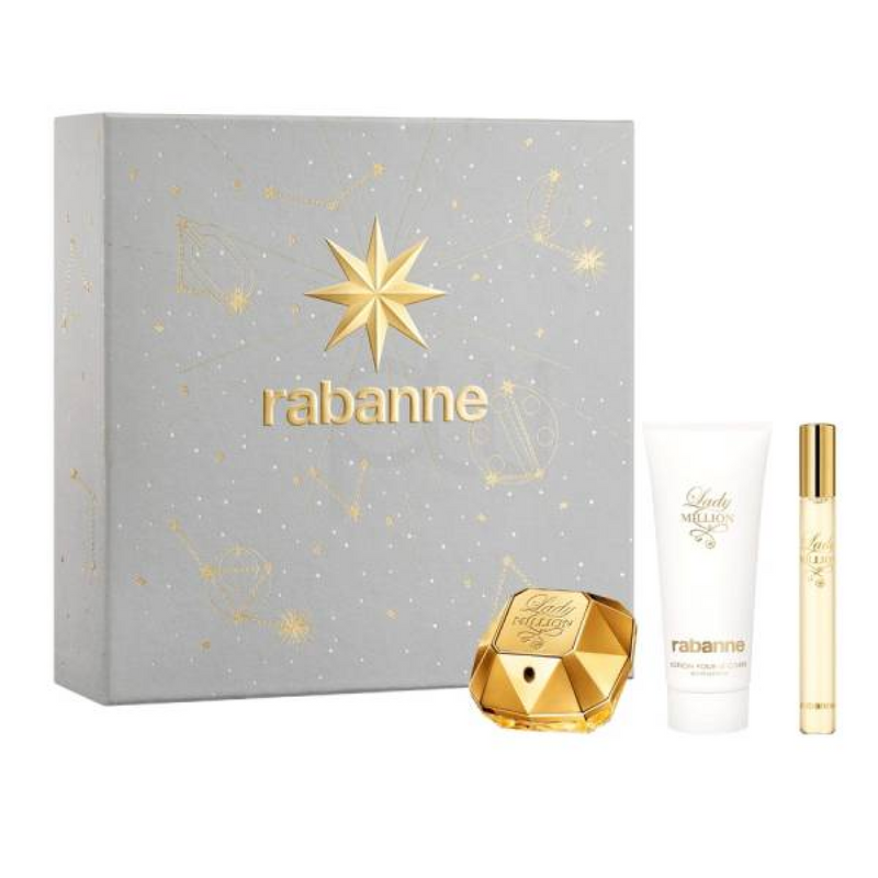 Paco Rabanne Lady Million Gift Set (Eau De Parfum Spray 50ml  Body Lotion 100ml  Eau De Parfum Spray 10ml)