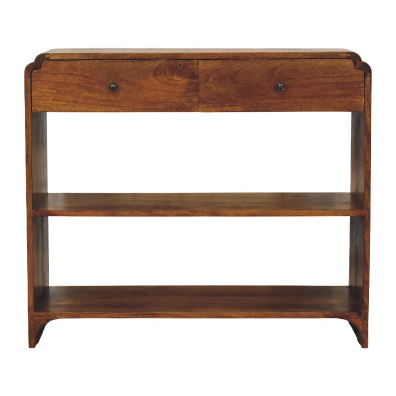 Artisan Furniture Solid Wood Ellington Console Table, 2 Drawer & 2 Open Slots, Brown