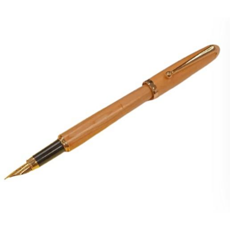Imperial Wood Light Brown Gold Trim Fountain Pen Fine NIB  IMP315M