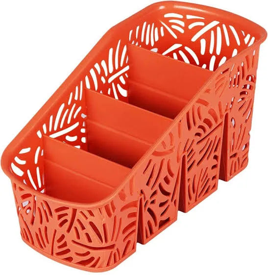 Plastic Kitchen Cutlery Holder Rack Drainer Hollow Leaf Pattern Assorted Colours