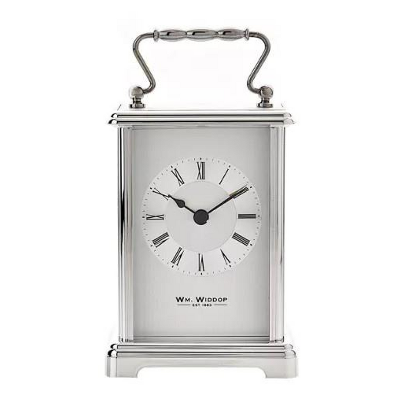 Wm Widdop Silver colour Carriage Clock