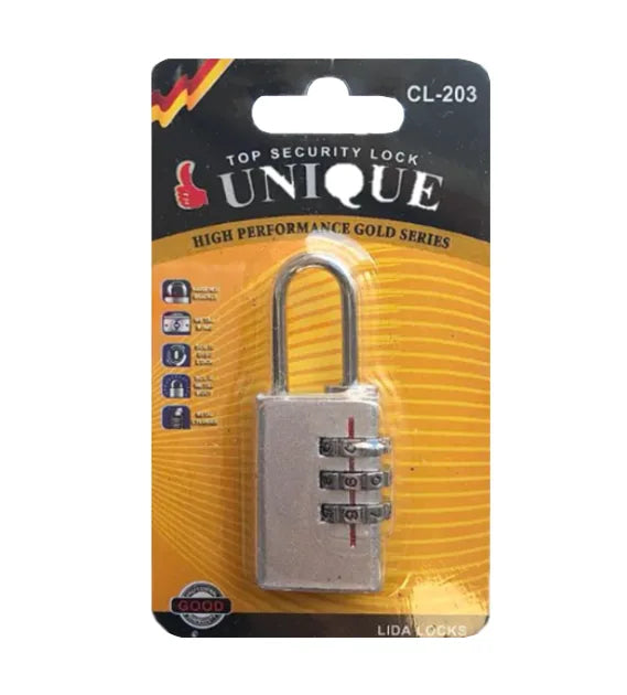 Metal Number Combination Padlock Assorted Colours