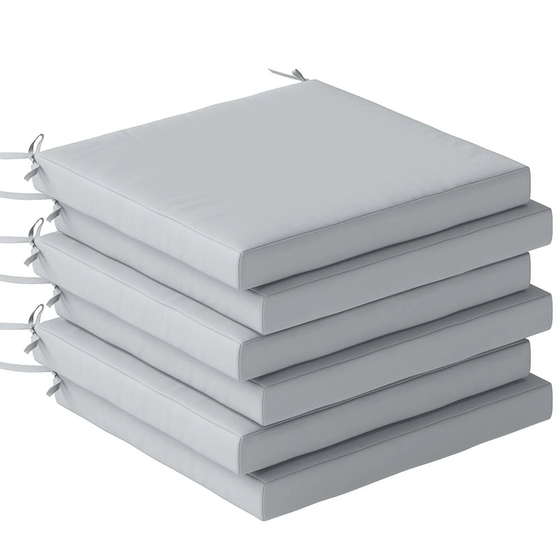Outsunny Set of 6 Outdoor Seat Cushions with Machine Washable Cover, Water Repellent Seat Cushions Light Grey