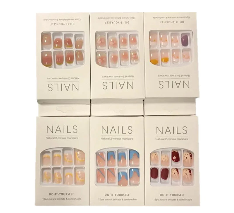 Artificial Fake Nail E x tensions With Nail Glue Adhesive Sticker Tabs Assorted Designs