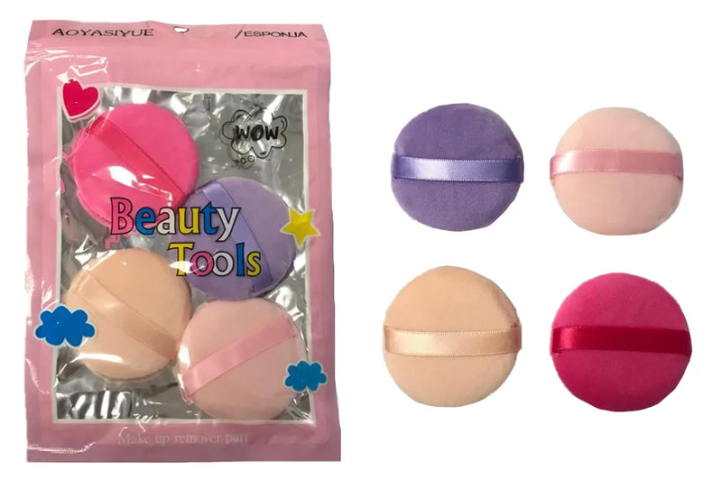 Make Up Powder Foundation Puff Pack Of 4 Assorted Colours