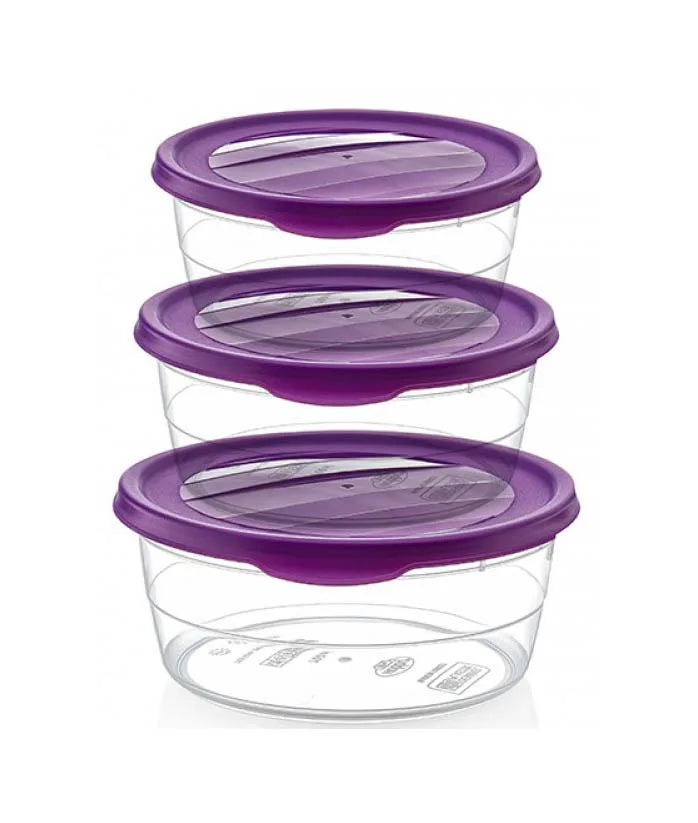 Hobby Trend Round Plastic Food Storage Container Set Of 3 Assorted Sizes And Colours