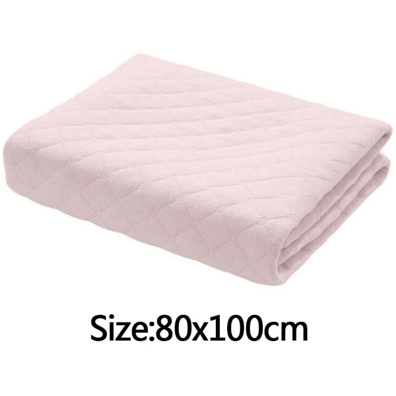 Washable Reusable Absorbent Incontinence Bed Pads Mats Sheet Mattress Protector-Light Pink-80*100cm