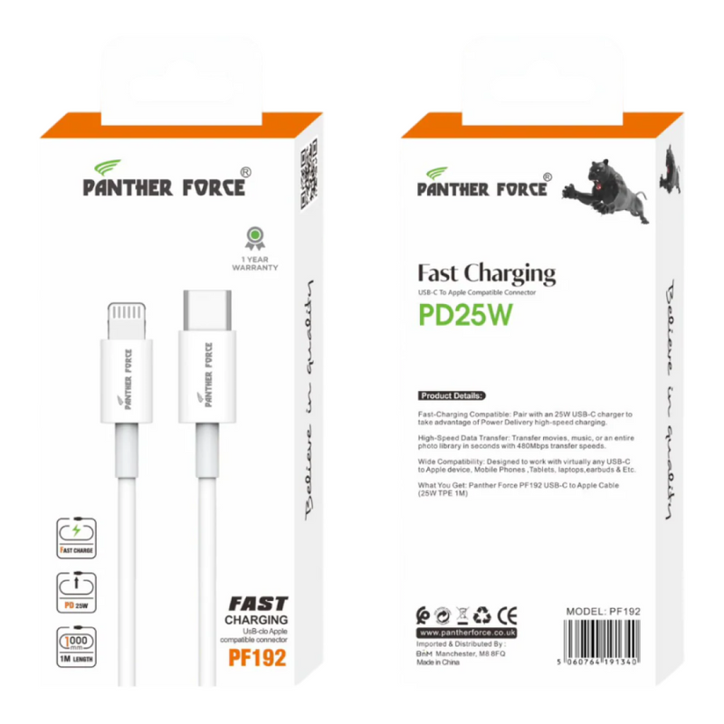Panther Force USB-C to Lighting  – Fast Charging & Data Transfer