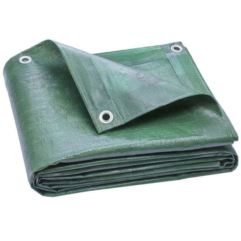 Outsunny 3 x 4m Waterproof Tarpaulin, 90GSM Tear-Resistant PE Tarp with Reinforced Grommets, UV Protected Cover