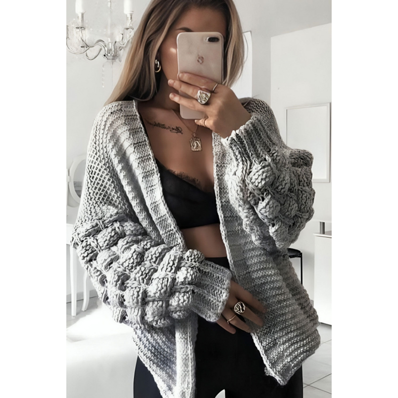 Bubble Sleeves Stylish Knitted Cardigan