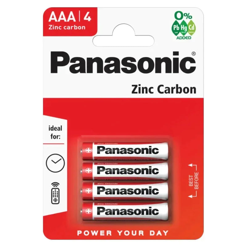 4 x Panasonic Aaa Batteries Zinc Carbon 1.5V Battery