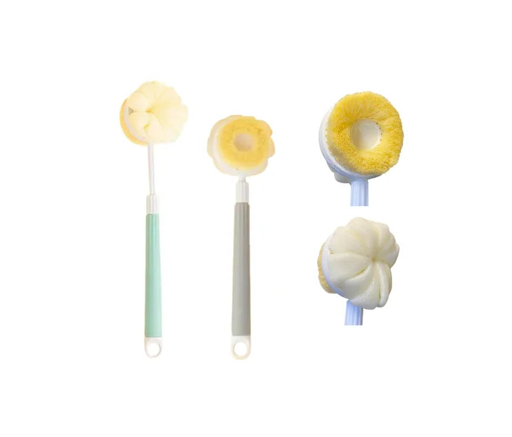 Double Sided Bath Shower Body Scrubbing Brush With E x tendable Handle 31 Assorted Colours