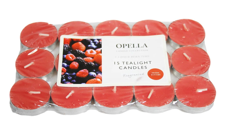 Opella Beautifully Berries Scented 15 Pack Tealight Candles - 3.5 Hour Burn Time
