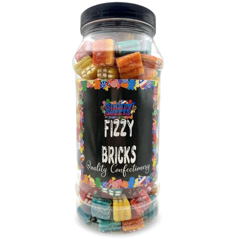 Fizzy Bricks Retro Sour Gummy Sweets Gift Jar - 625g