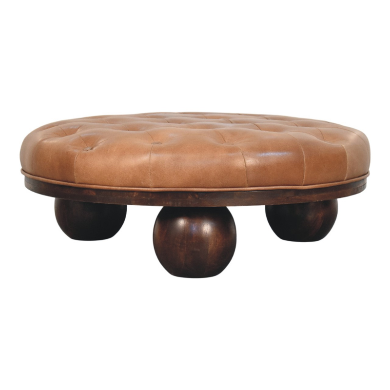 Artisan Furniture Solid Wood Sfera Coffee Table, Upholstered, Brown
