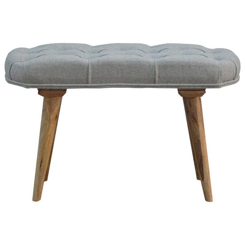 Artisan Furniture Solid Wood Deep Button Grey Tweed Bench