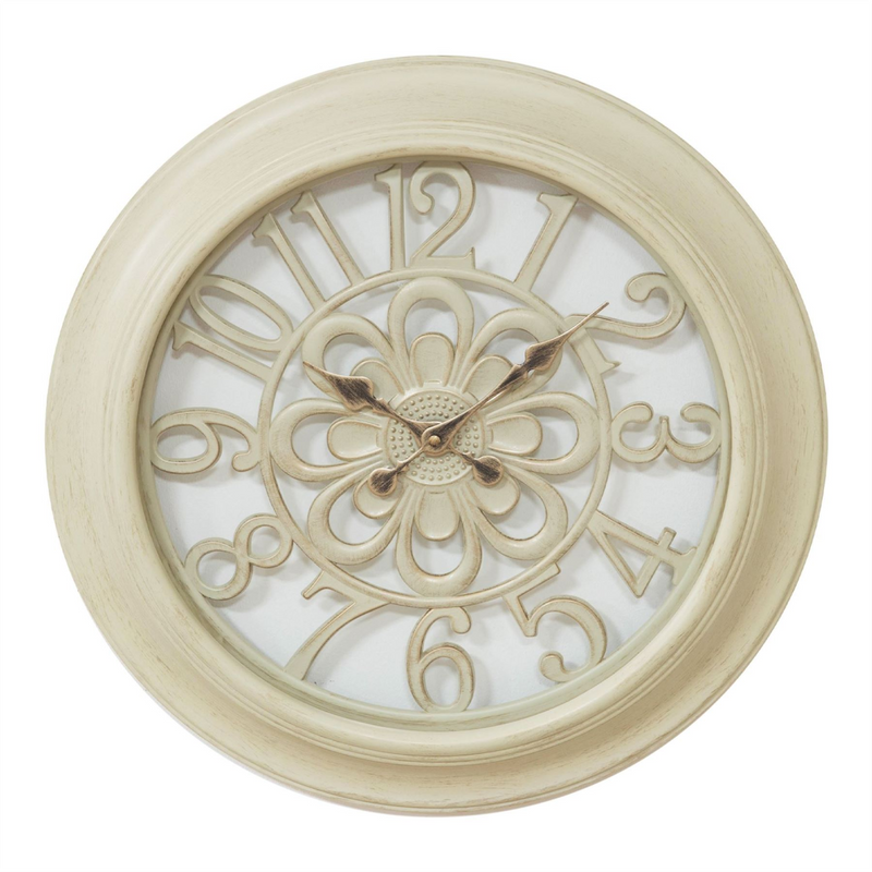 Hometime Cream Wall Clock Cut Out Dial 45cm