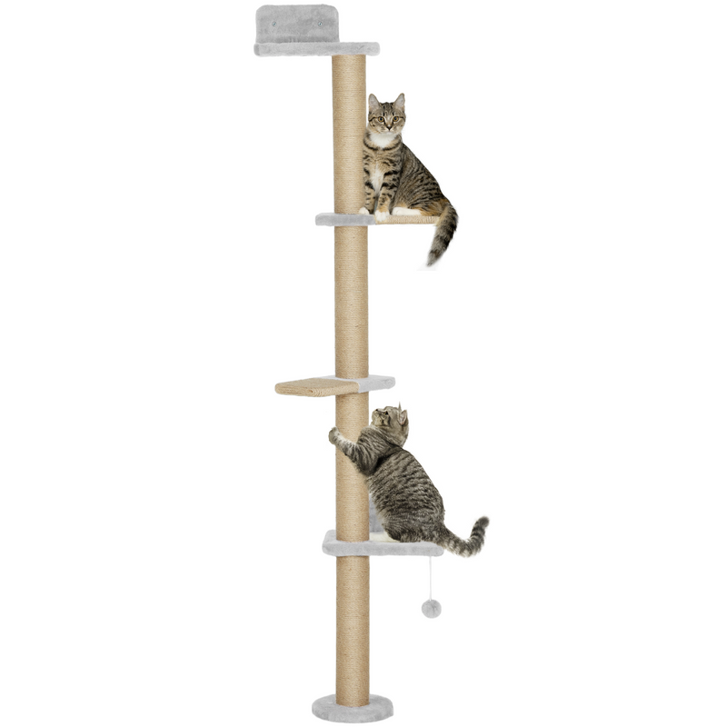 Wall Mounted Cat Shelves with 4 Climbing Platforms for Indoor, Light Grey