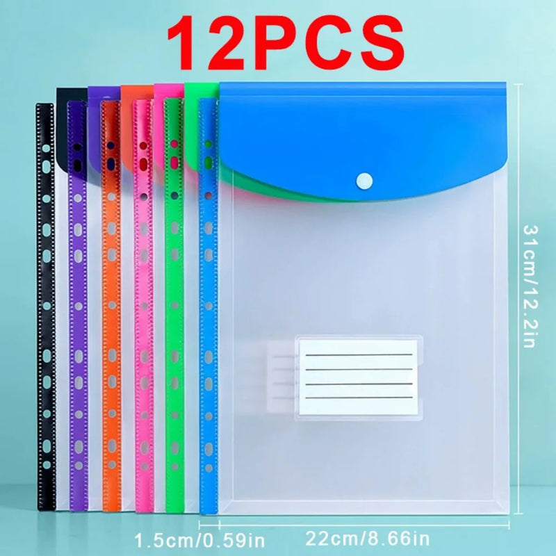 Document Wallets Expandable File Folder  A4 Punched Pockets  Pack of 12