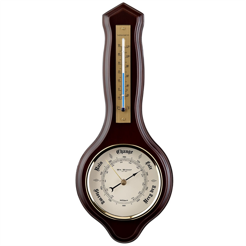 Wm.Widdop Wooden Barometer and Thermometer