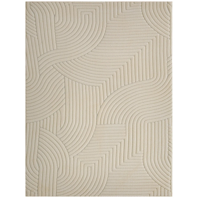 HOMCOM Modern Geometric Rug, Thick Plush, Non-Slip, 160 x 120 cm, Cream, Living Room, Bedroom, Office